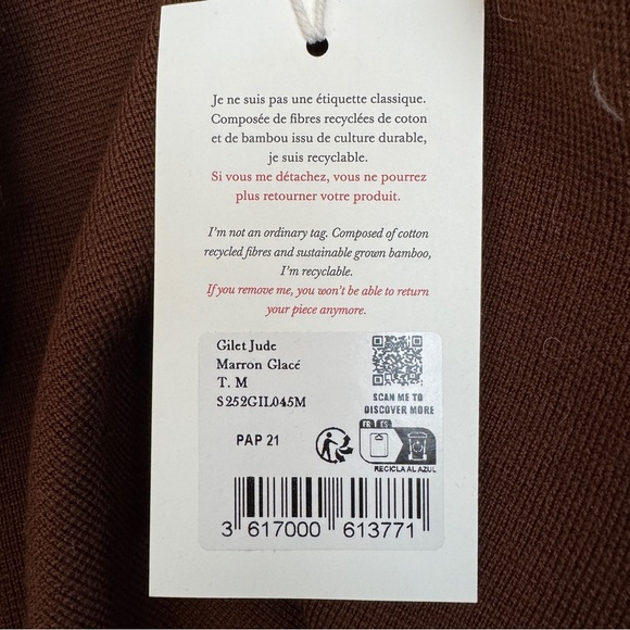 NWT Sézane Jude Cardigan in Chestnut Brown - Picture 7 of 7